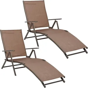Outdoor Folding Chair Outdoor Chaise Lounge Chairs Set of 2, Aluminum Patio Lounger Furniture Adjustable Folding Recliner Chair Beach Backpack Chair