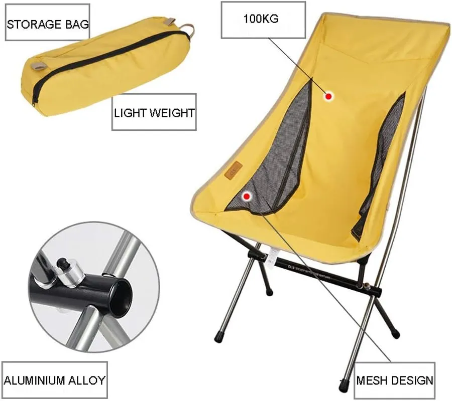 Outdoor Folding Chair,Heightened Moon Chair,Breathable and Comfortable Mesh Recliner,Portable Foldable Camping and Fishing,Leisure Beach Chair Backrest Chair
