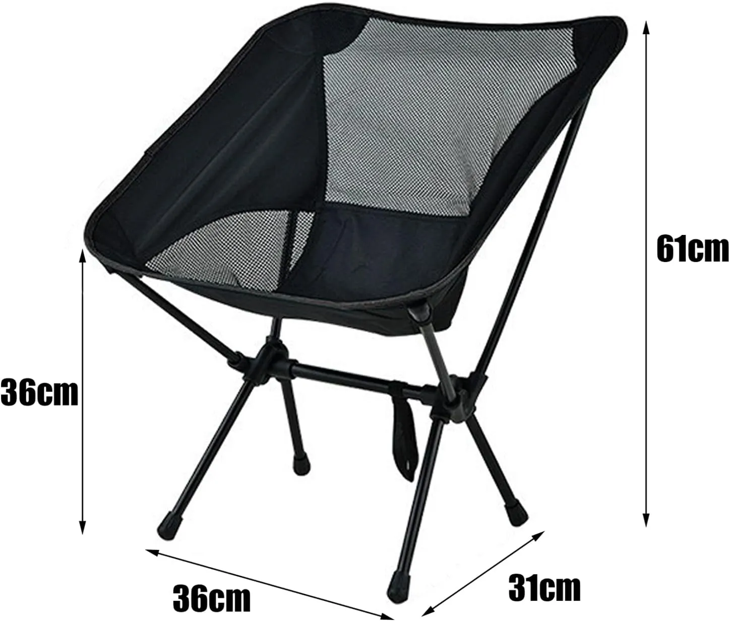 Outdoor Folding Chairs - Camping Chairs, 120 ° Ergonomic Design, Breathable Mesh, Suitable for Outdoor Activities Such As Camping, Fishing, and Travel, 53CM*57CM*61CM, Black