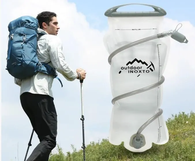 Outdoor INOXT Hydration Bladder System, 2L Water Reservoir, Hiking Backpack Compatible, White