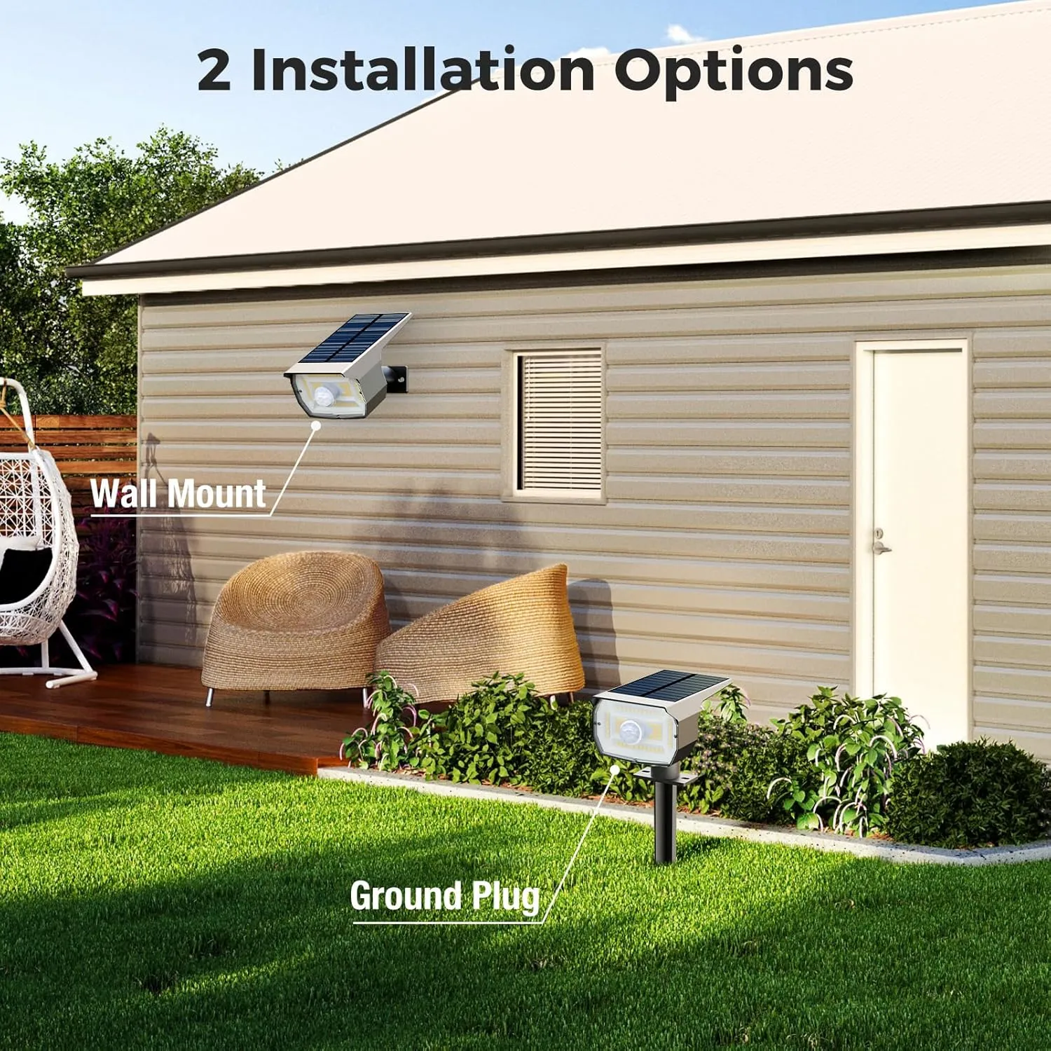 Outdoor Motion Sensor Spot Lights with 3 Modes, 4 Pack/56 LED 2-in-1 Auto On/Off Solar Landscape Lighting for Outside Yard, Wall, Garden, Pathway, Warm White
