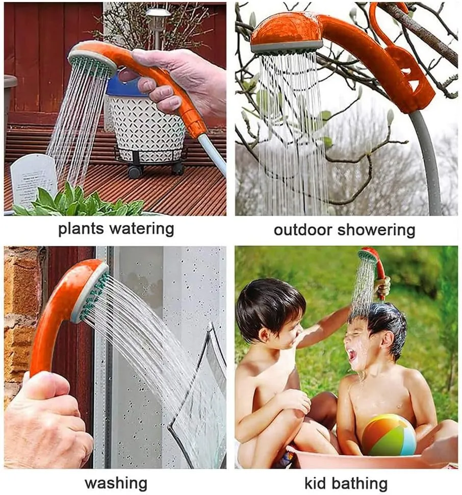 Outdoor Portable Camping Shower Kit with 2.5-3.5L/min Water Dis 2m Hose USB Charging 30-60min Battery Life Camp Shower