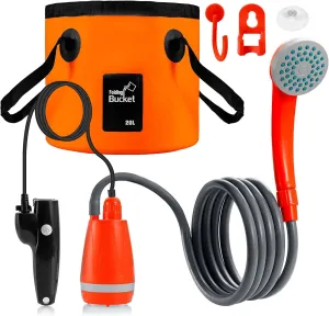 Outdoor Portable Camping Shower Kit with 2.5-3.5L/min Water Dis 2m Hose USB Charging 30-60min Battery Life Camp Shower