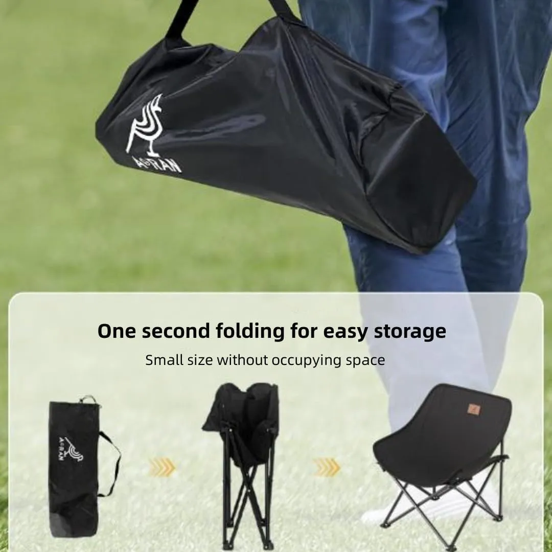 Outdoor Portable Folding Chair Fishing Stool Camping Chair Moon Chair Table Chair Ultra Light Folding Stool Sketch Recliner Stool (Black)