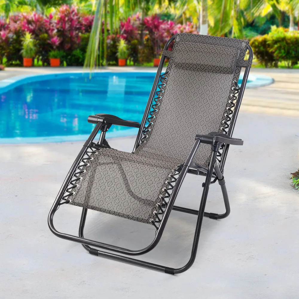 Outdoor Recliner Zero Gravity Chair - Beige/Brown