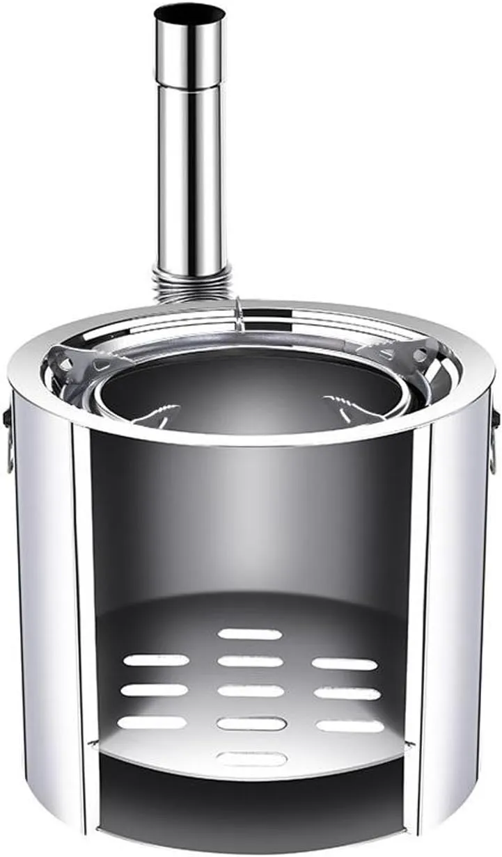 Outdoor small wood stove open air wood stove travel small wood stove picnic camping wood stove barbecue stove, Silver, 944542