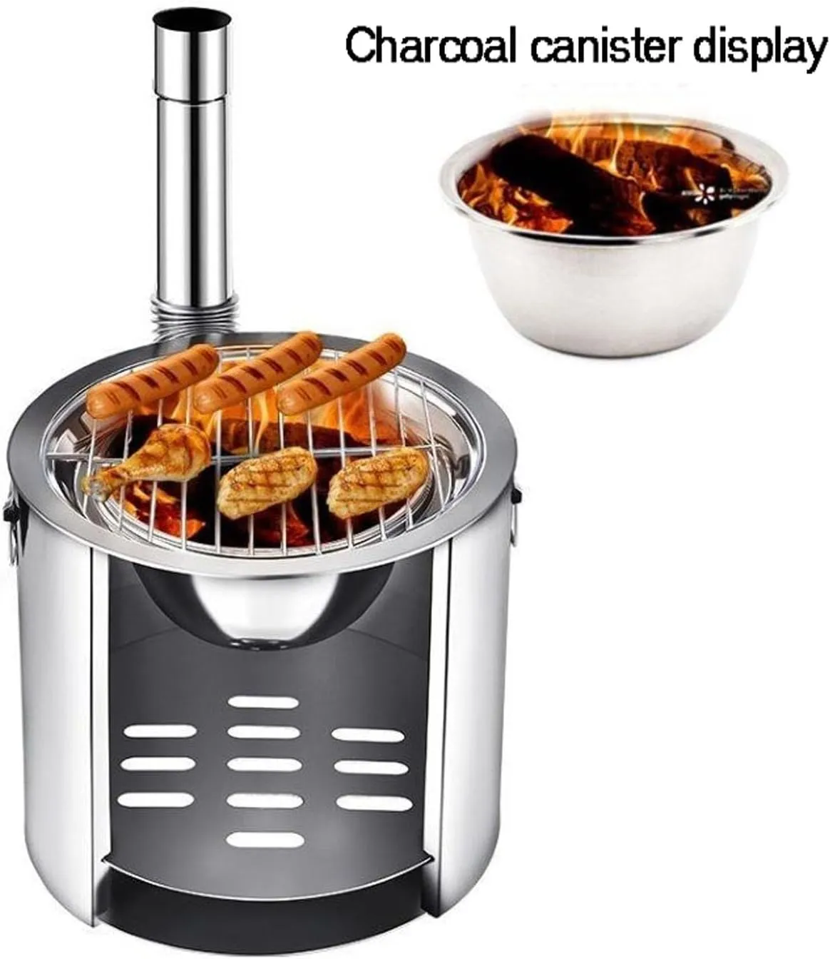 Outdoor small wood stove open air wood stove travel small wood stove picnic camping wood stove barbecue stove, Silver, 944542