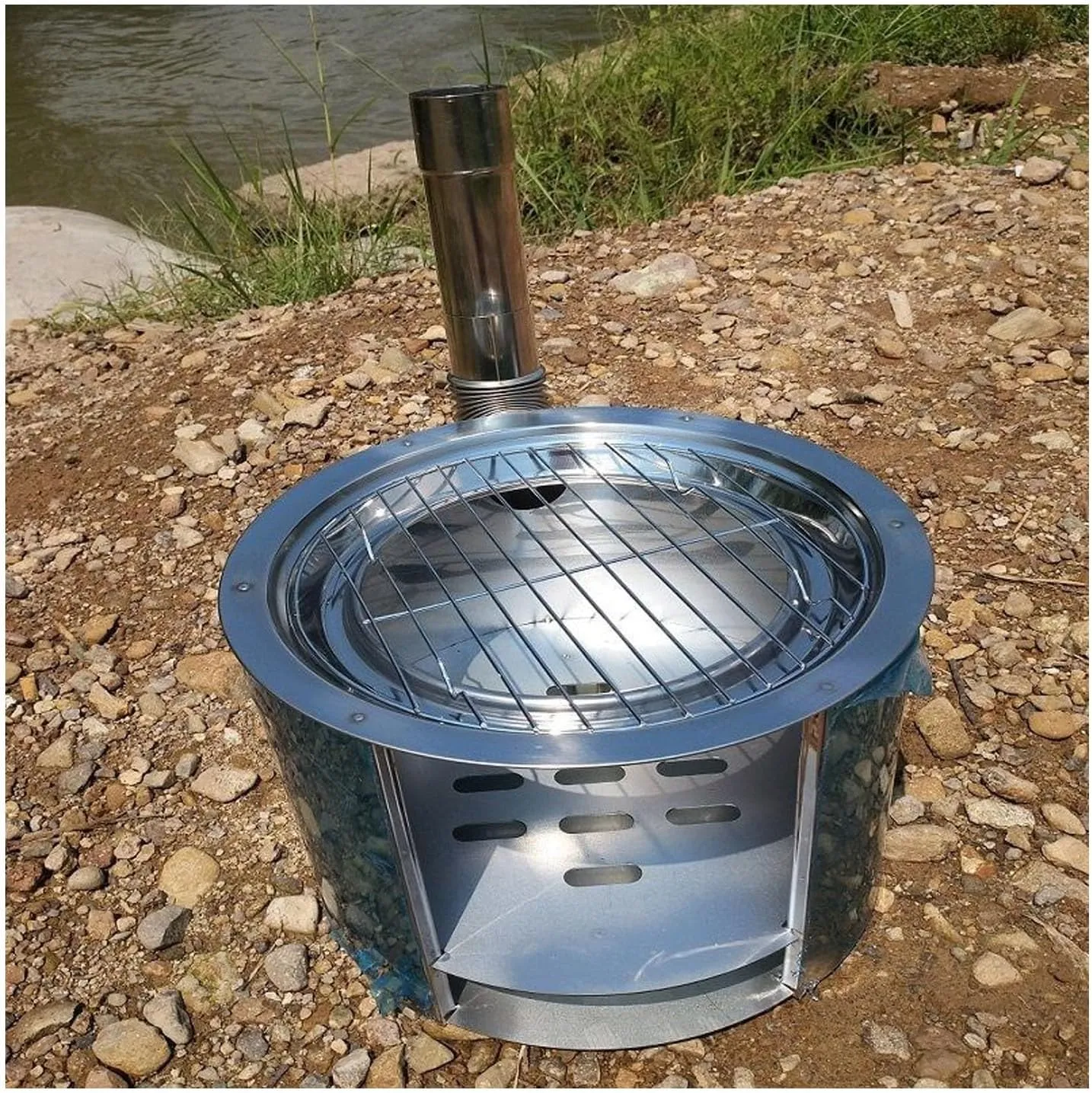 Outdoor small wood stove open air wood stove travel small wood stove picnic camping wood stove barbecue stove, Silver, 944542
