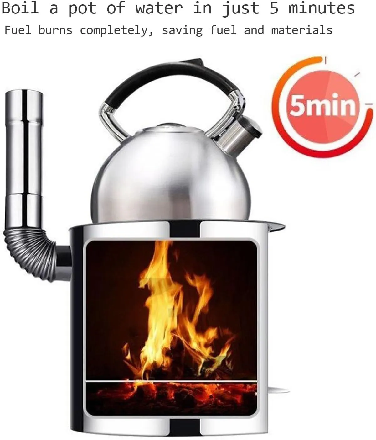 Outdoor small wood stove open air wood stove travel small wood stove picnic camping wood stove barbecue stove, Silver, 944542