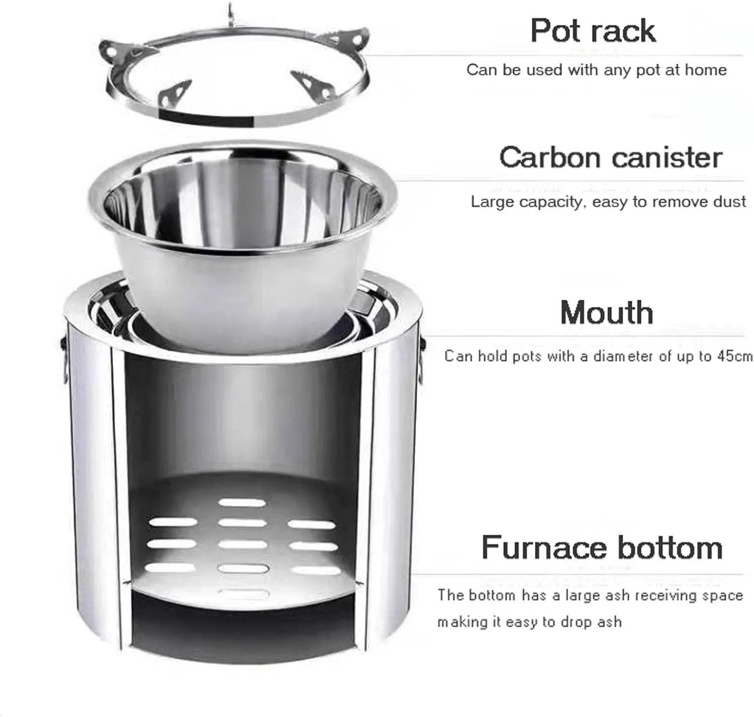 Outdoor small wood stove open air wood stove travel small wood stove picnic camping wood stove barbecue stove, Silver, 944542