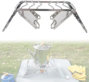 Outdoor Stainless Steel Camping Pot Holder, Multi-Level Adjustable Height Folding Mini Stainless Steel Burner Holder Gas Stove Holder, Cooking Pot Holder