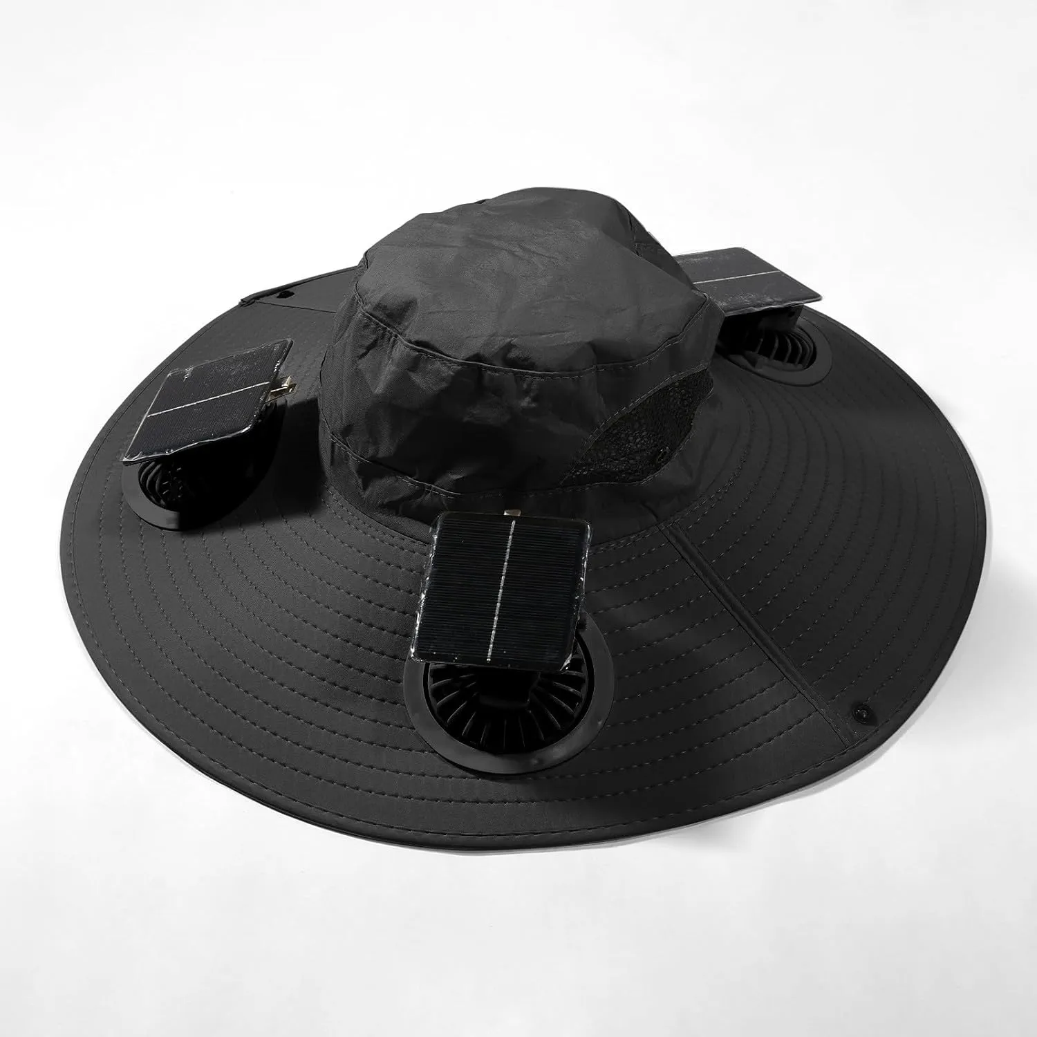 Outdoor Wide Brim Sun Hat with 3 Solar Fan Sun Bucket Hat for Men Women Bucket Fishing & Beach Hat with Fan Built in