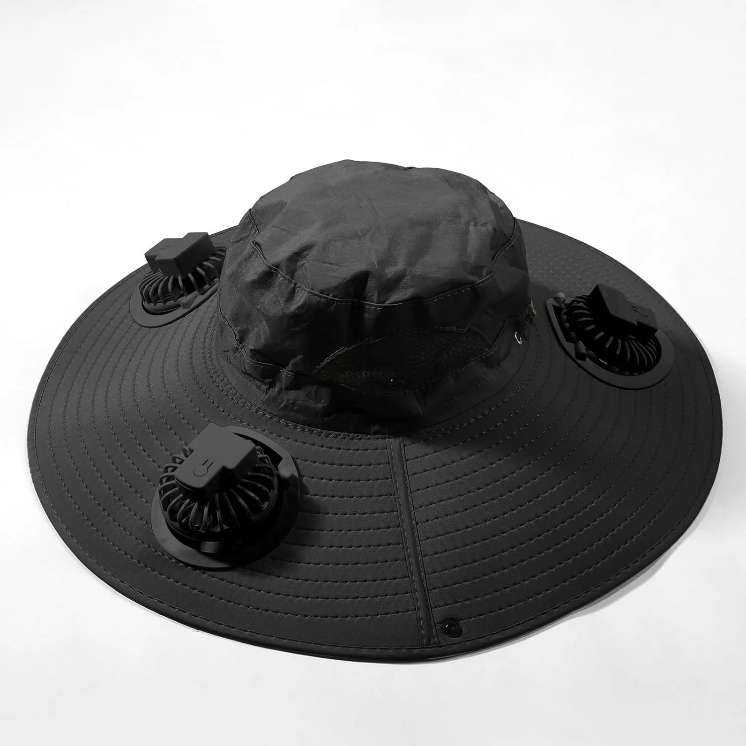Outdoor Wide Brim Sun Hat with 3 Solar Fan Sun Bucket Hat for Men Women Bucket Fishing & Beach Hat with Fan Built in