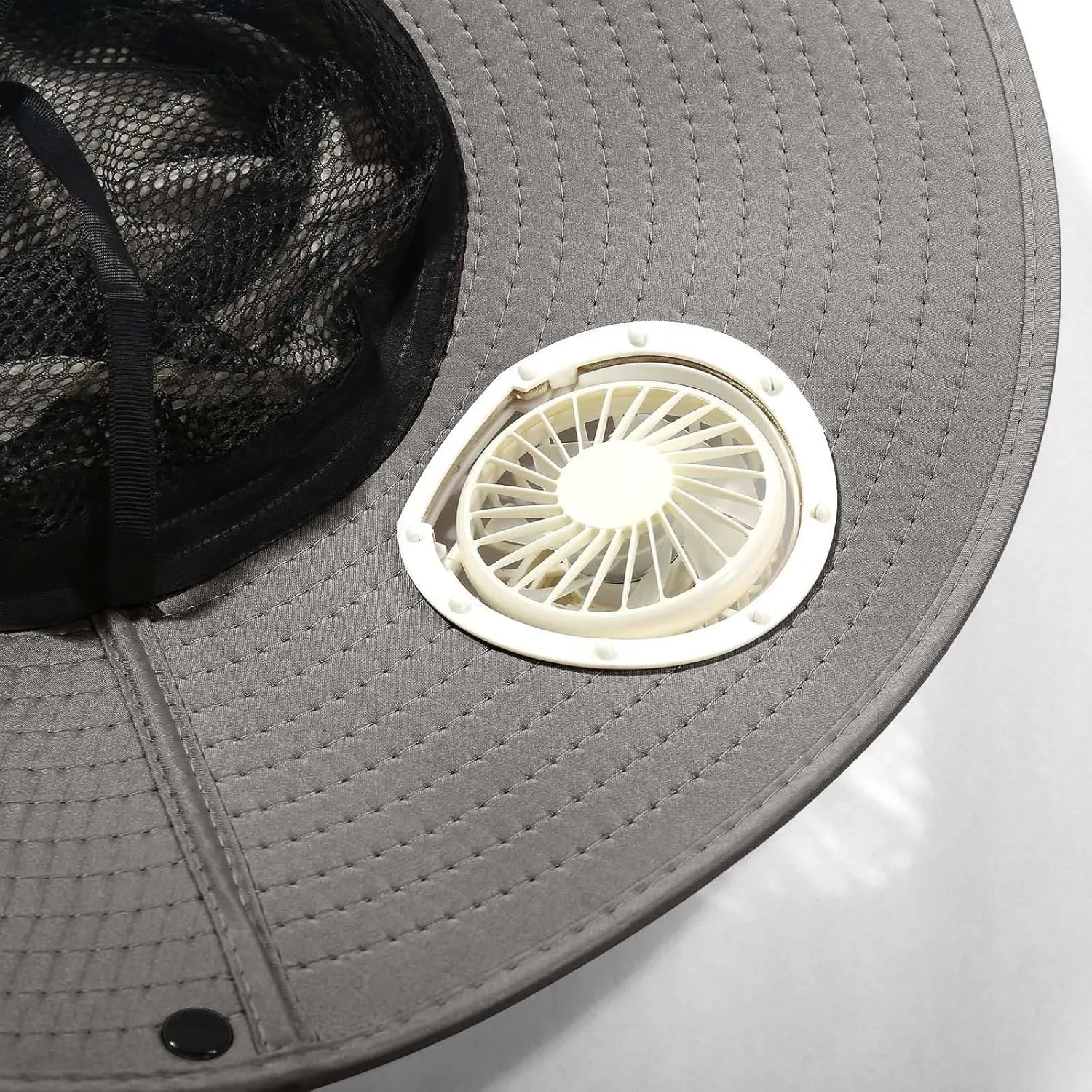 Outdoor Wide Brim Sun Hat with 4 Solar Fan Sun Bucket Hat for Men Women UPF 50  Bucket Fishing & Beach Hat with Fan Built in