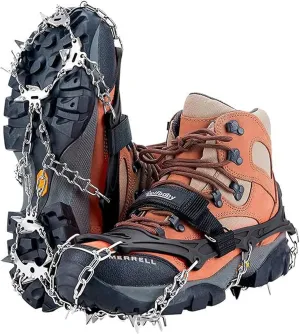 Outdoor Winter Snow Spikes Crampons Cleats Outdoor 18/19 Tooth Ice Claw Ice Grippers Spikes for Men and Women Enduring