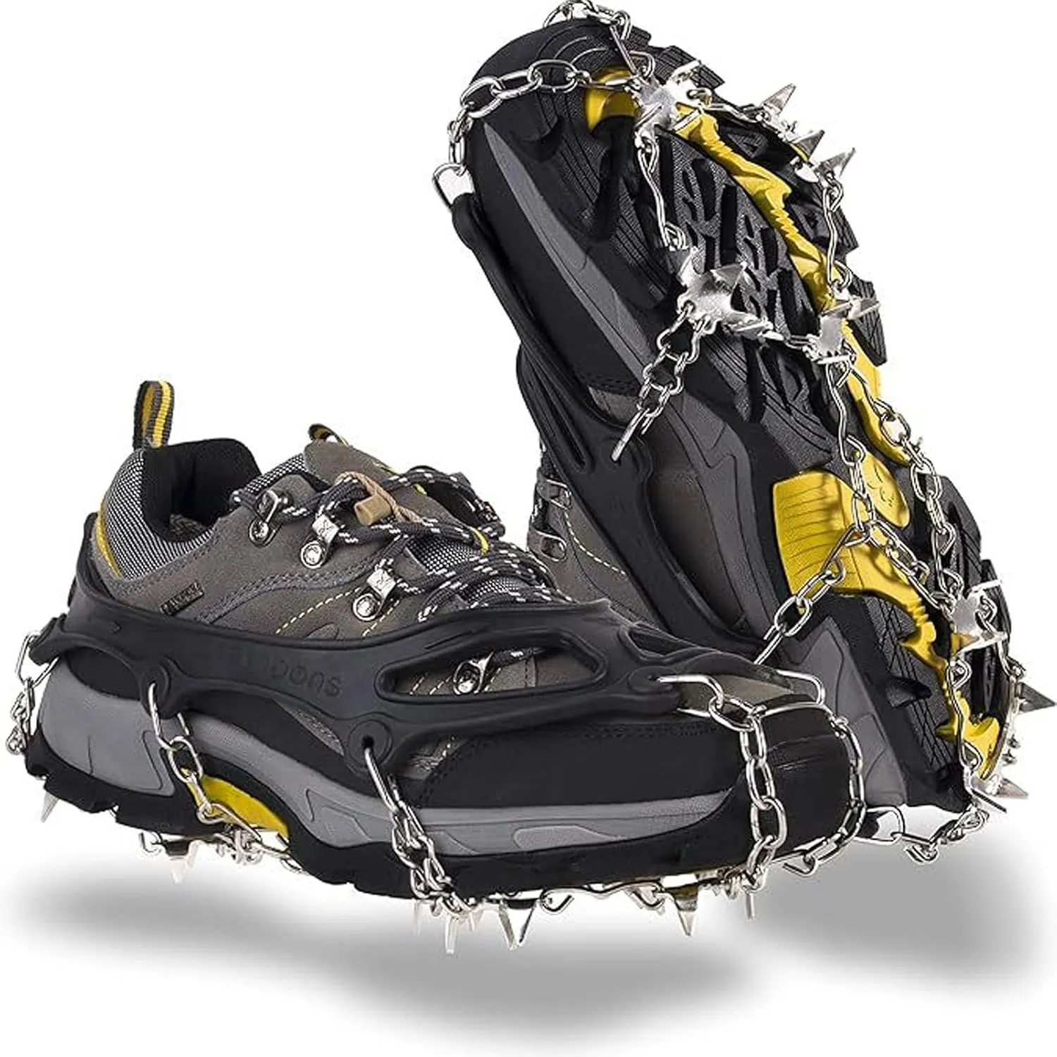 Outdoor Winter Snow Spikes Crampons Cleats Outdoor 18/19 Tooth Ice Claw Ice Grippers Spikes for Men and Women Enduring