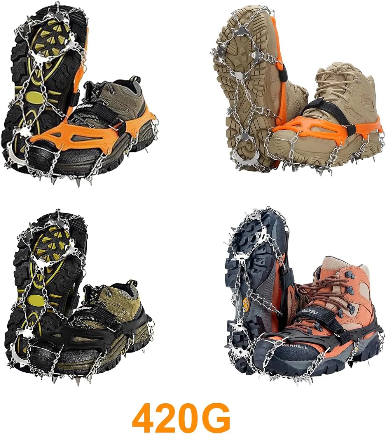 Outdoor Winter Snow Spikes Crampons Cleats Outdoor 18/19 Tooth Ice Claw Ice Grippers Spikes for Men and Women Enduring