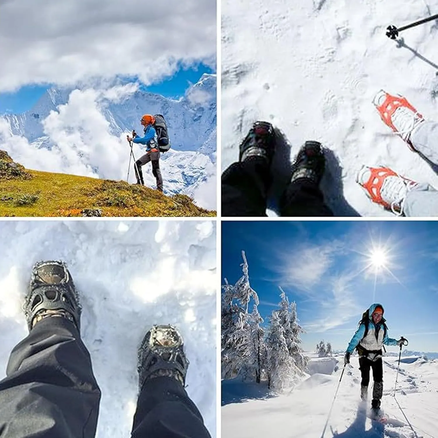 Outdoor Winter Snow Spikes Crampons Cleats Outdoor 18/19 Tooth Ice Claw Ice Grippers Spikes for Men and Women Enduring