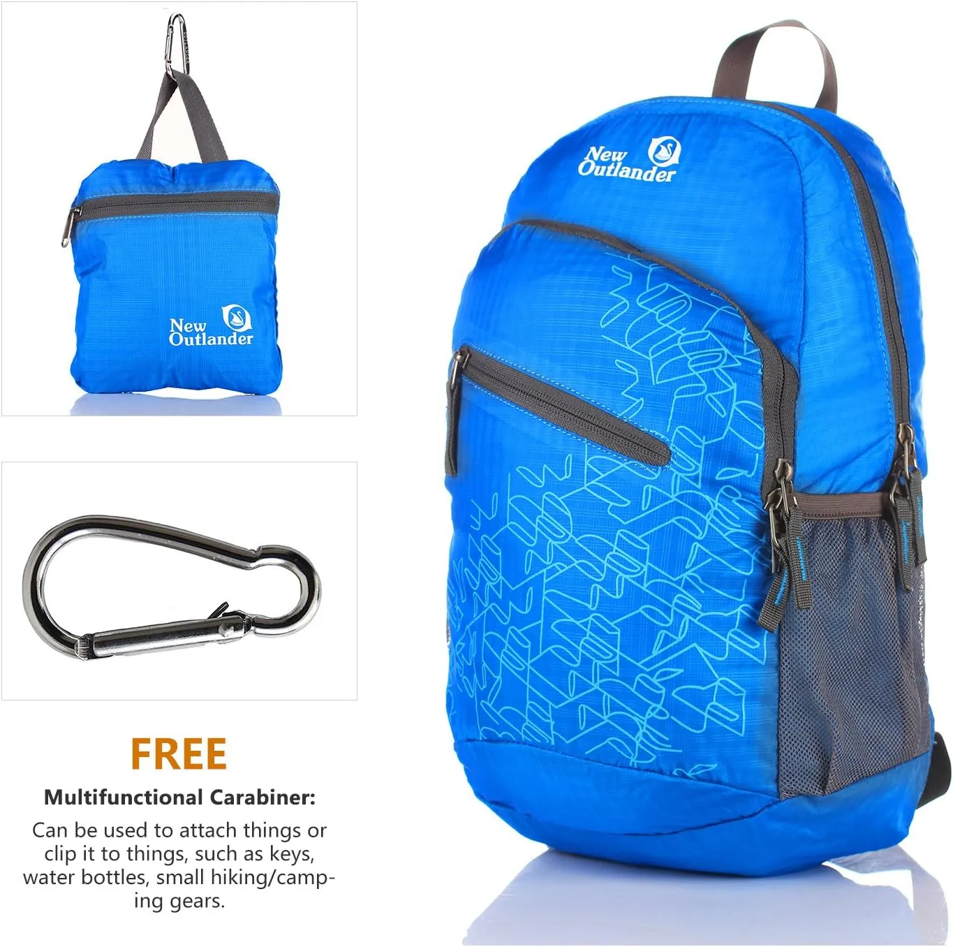 Outlander Packable Handy Lightweight Travel Hiking Backpack Daypack-Light Blue-L