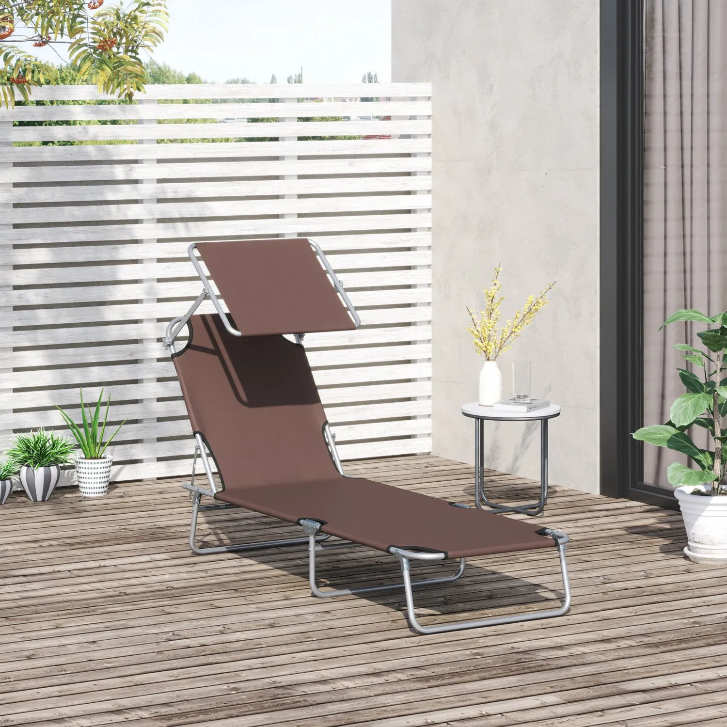 Outsunny Outdoor Lounge Chair Brown