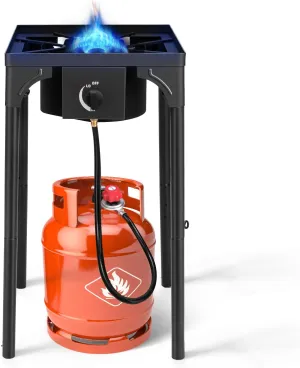 Outvita 75,000 BTU Portable Gas Camping Stove, Outdoor Propane Burner with 20psi Regulator, High Pressure Single Cooker Camp Cooking Home Brewing and Frying