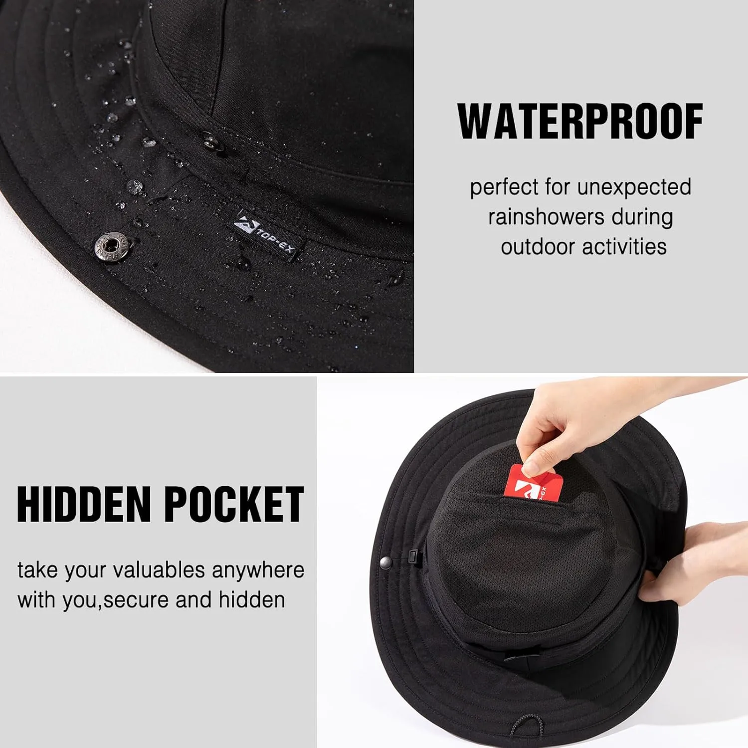 Oversize XL/XXL Bucket Sun Hat Men Women Waterproof UV Packable Lightweight Wide Brim Boonie Cap Golf Fishing Hiking Safari