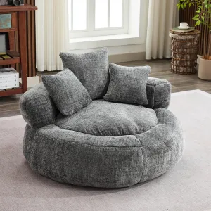 Oversized Bean Bag Chairs for Adults, Memory Foam Lazy Sofa with High Back and 3 Pillows, Comfy Beanbag Lounger Couch for Living Room Bedroom Apartment (Gray)