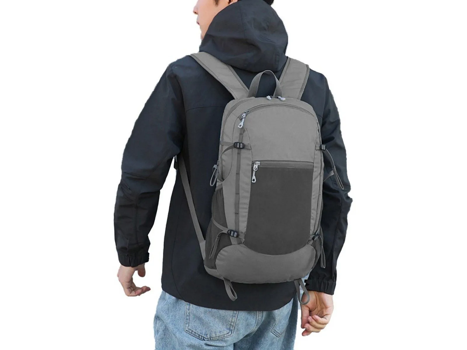 Packable Men Hiking - Backpack for Women Unisex Daypack Backpack Clear communication Grey Travel Heavy-duty