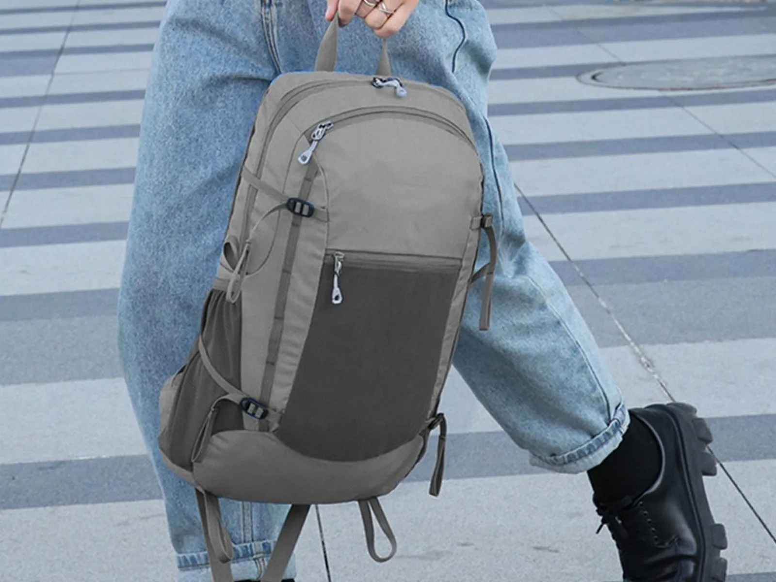 Packable Men Hiking - Backpack for Women Unisex Daypack Backpack Clear communication Grey Travel Heavy-duty