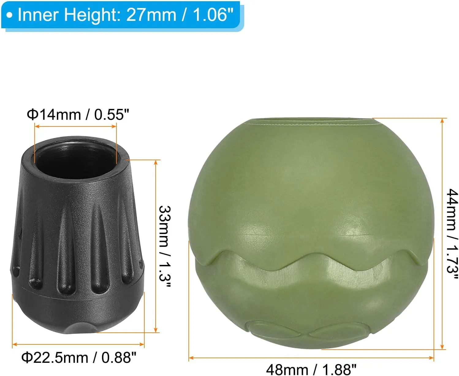 PATIKIL 0.55 Inch Chair Feet Replacement, 4 Pack TPE Outdoor Camping Chair Leg Tips Ball Cap Folding Chair Legs Floor Protectors Stability on Rugged Fit for 0.55"(14mm) Chair Feet, Green