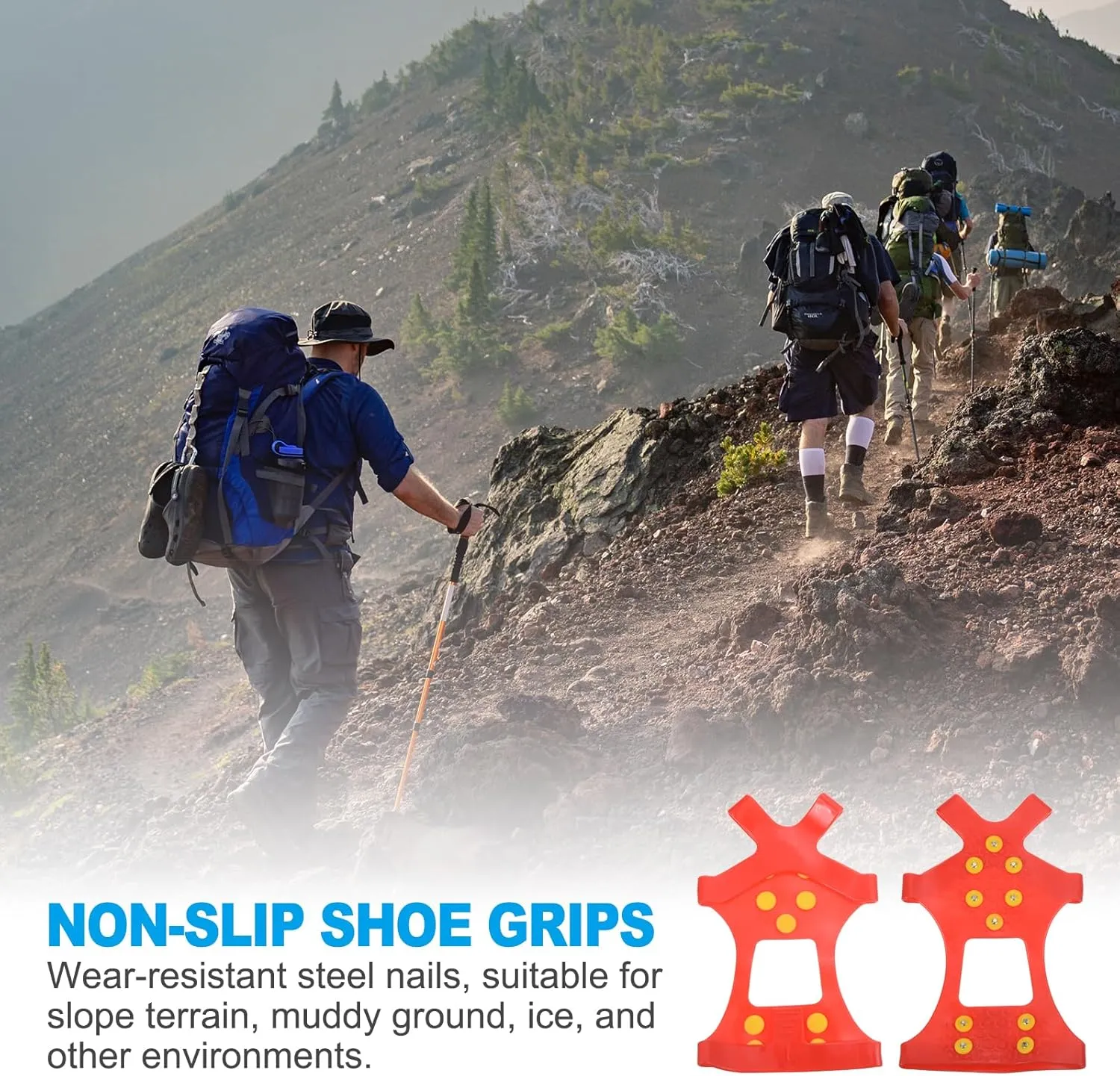 PATIKIL Ice Cleats, Anti-Slip Snow Traction Cleat 10 Steel Studs Crampons Universal Gripper Spikes Claw for Shoes and Boots