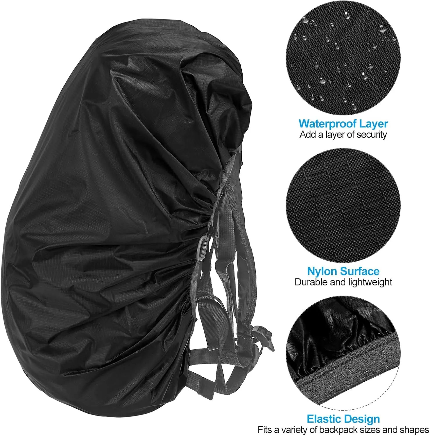 PATIKIL Waterproof Backpack Rain Cover, Backpack Covers with Anti-Slip Cross Buckle Straps & Drawstring Bag for Hiking Camping
