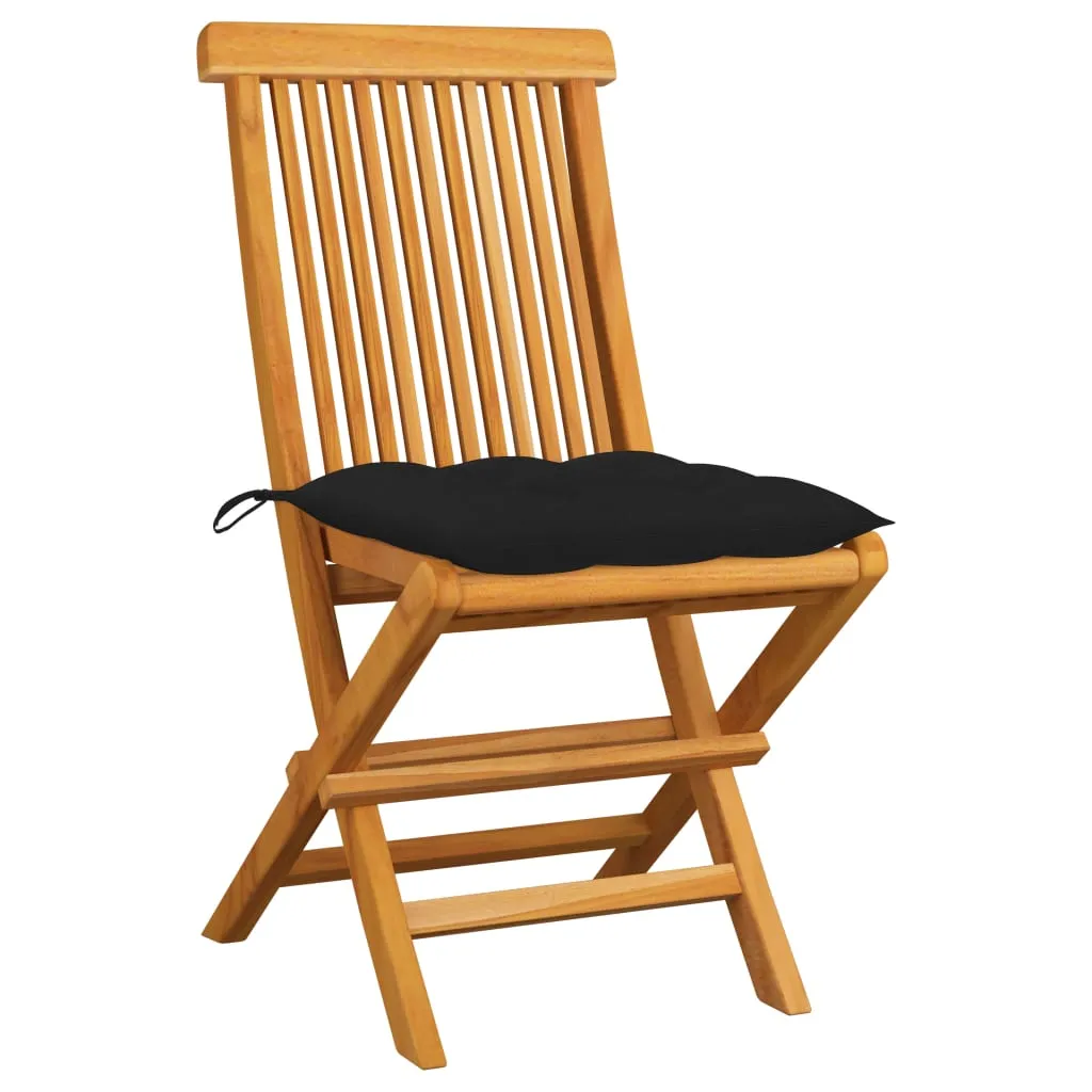 Patio Chairs Outdoor Bistro Folding Chair with Cushions Solid Wood Teak