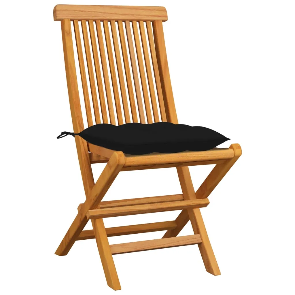 Patio Chairs Outdoor Bistro Folding Chair with Cushions Solid Wood Teak