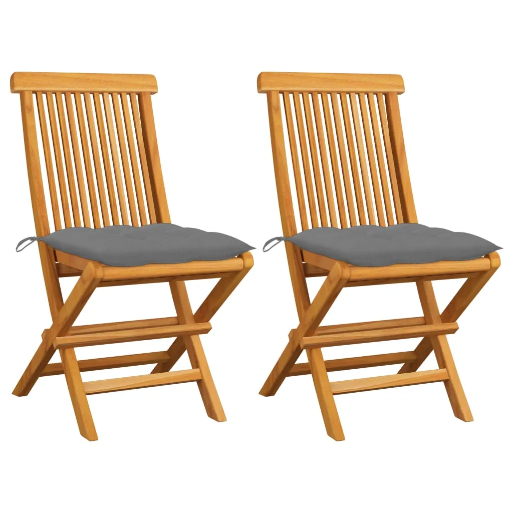 Patio Chairs Outdoor Bistro Folding Chair with Cushions Solid Wood Teak