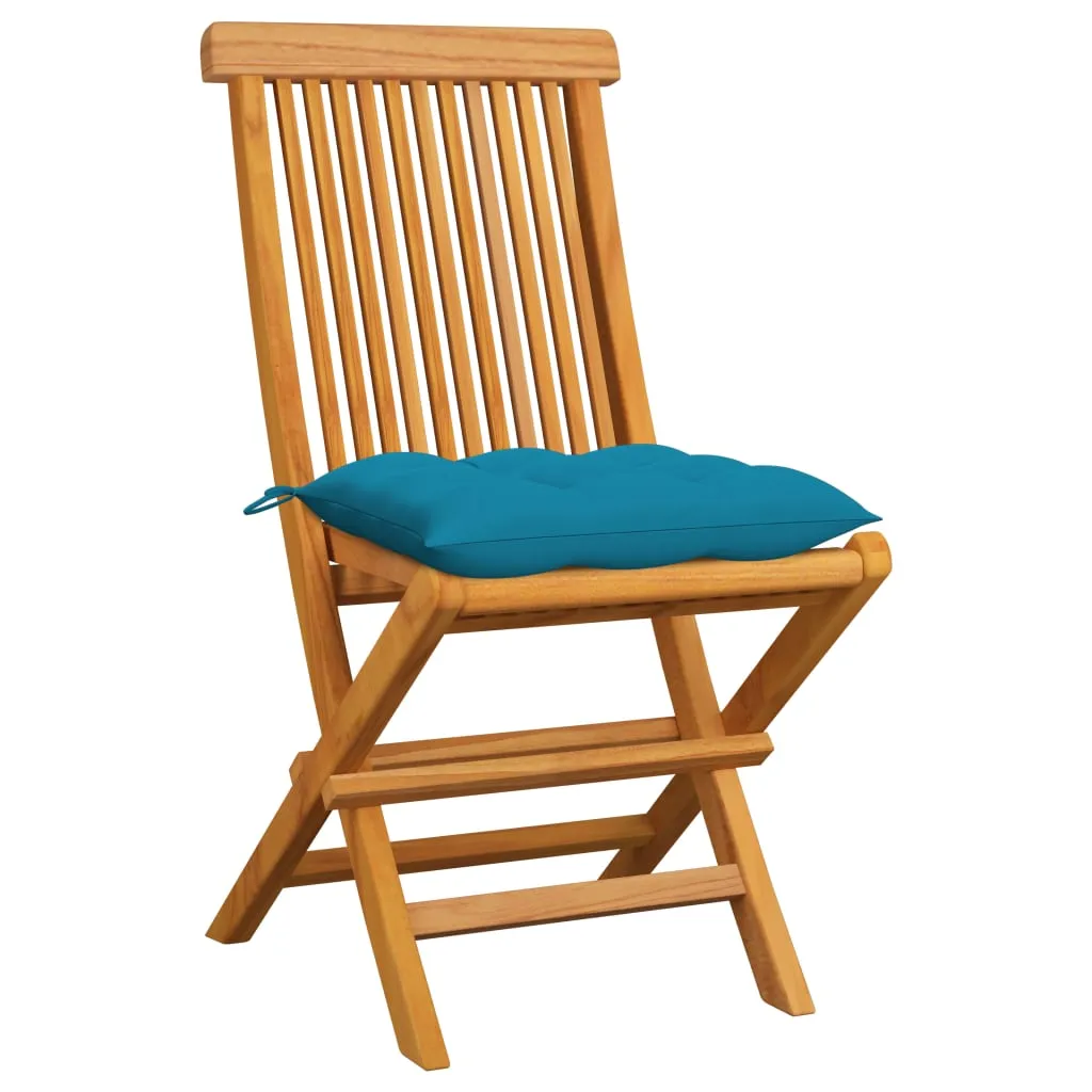 Patio Chairs Outdoor Bistro Folding Chair with Cushions Solid Wood Teak
