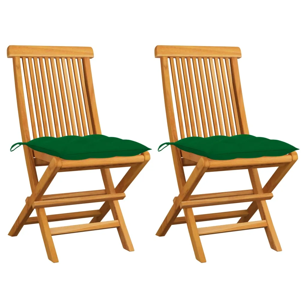 Patio Chairs Outdoor Bistro Folding Chair with Cushions Solid Wood Teak