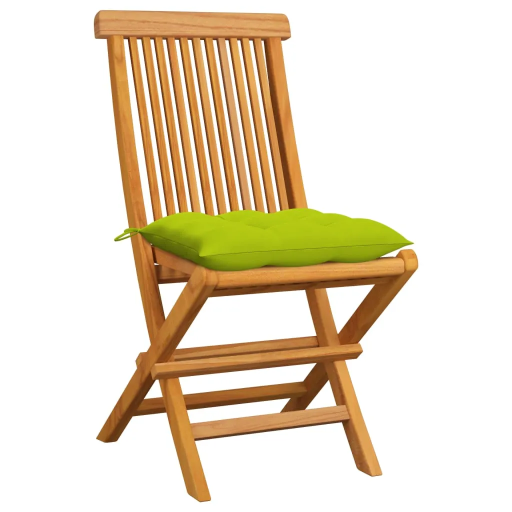 Patio Chairs Outdoor Bistro Folding Chair with Cushions Solid Wood Teak