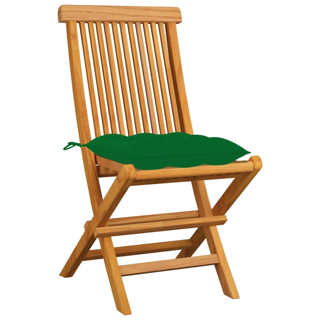 Patio Chairs Outdoor Bistro Folding Chair with Cushions Solid Wood Teak