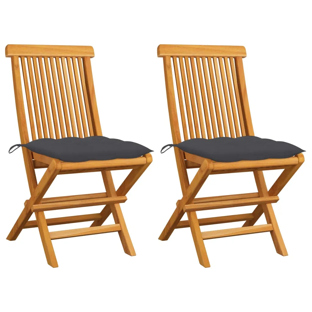 Patio Chairs Outdoor Bistro Folding Chair with Cushions Solid Wood Teak