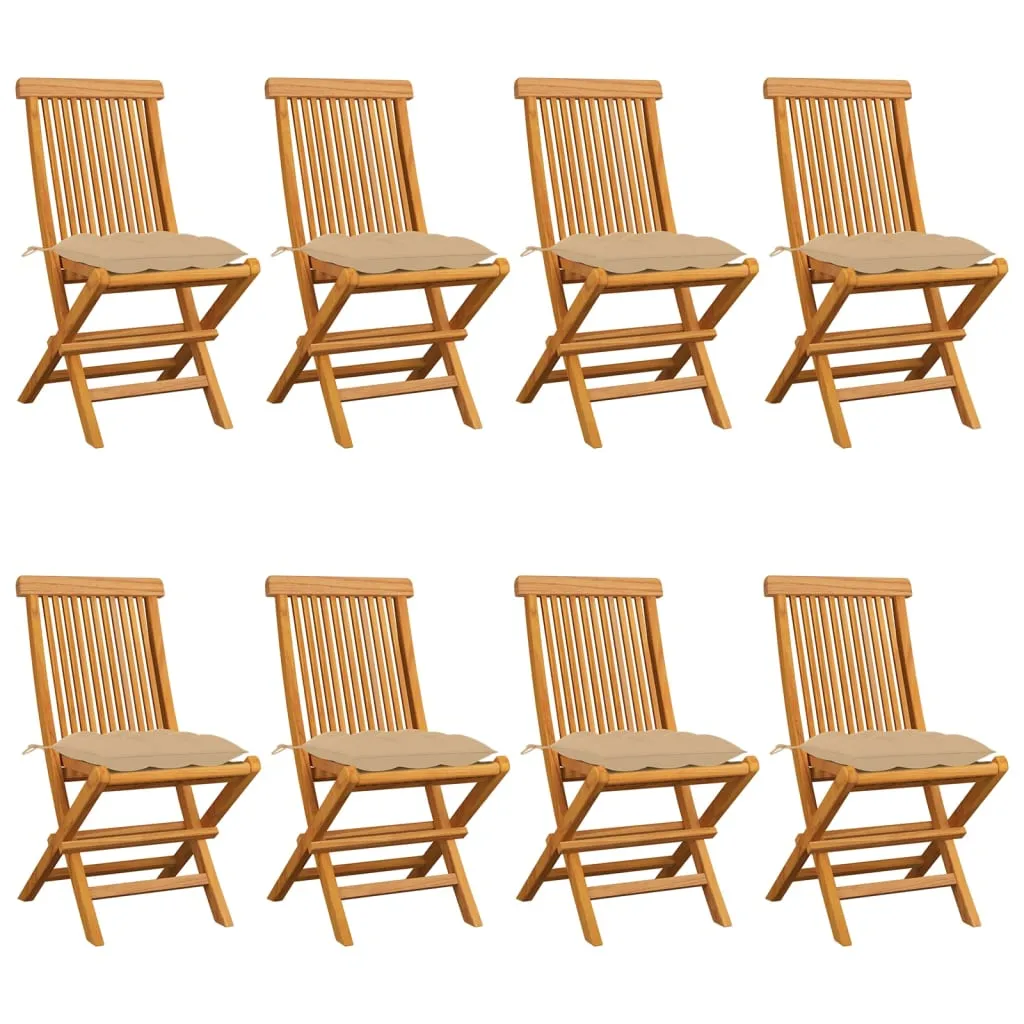 Patio Chairs Outdoor Bistro Folding Chair with Cushions Solid Wood Teak