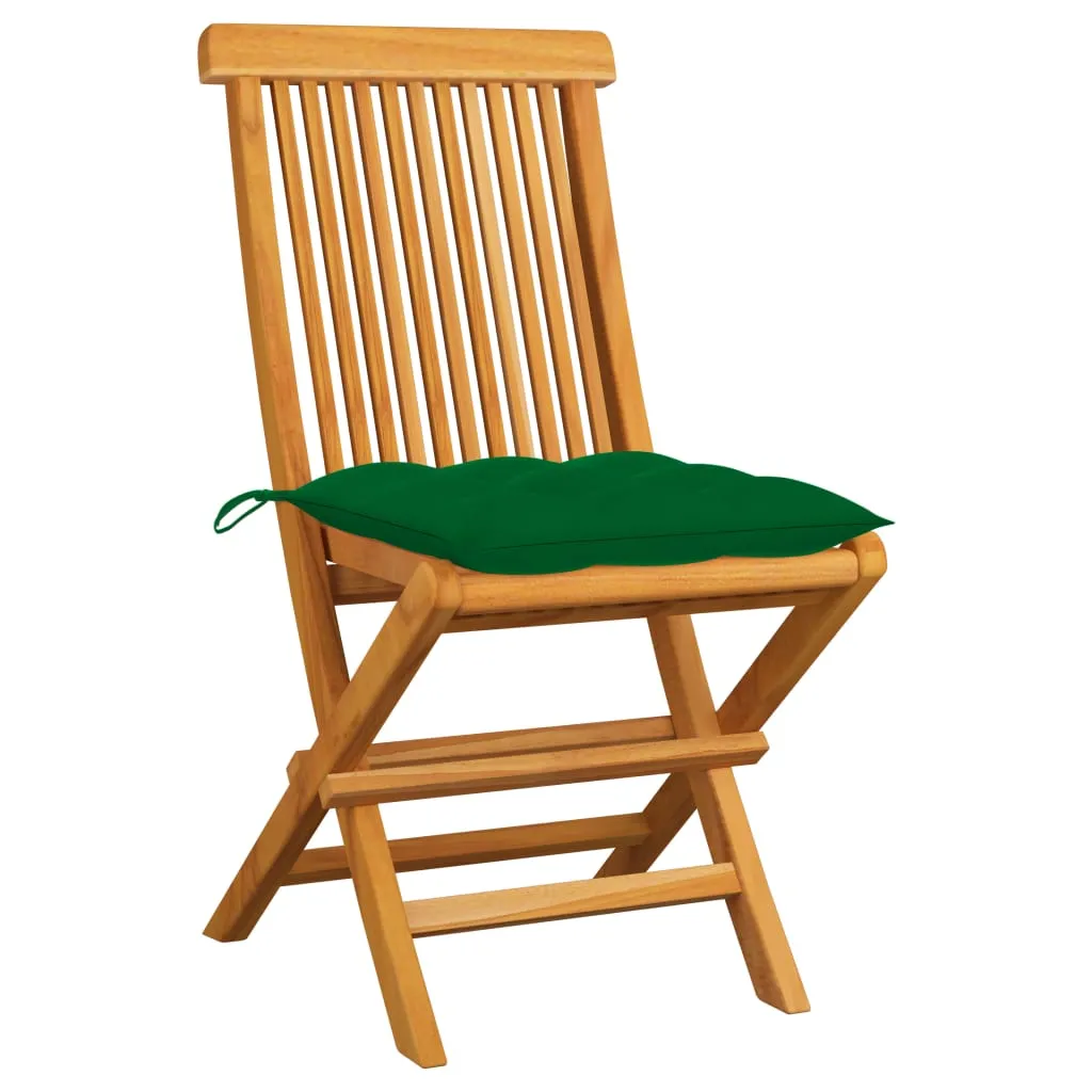 Patio Chairs Outdoor Bistro Folding Chair with Cushions Solid Wood Teak
