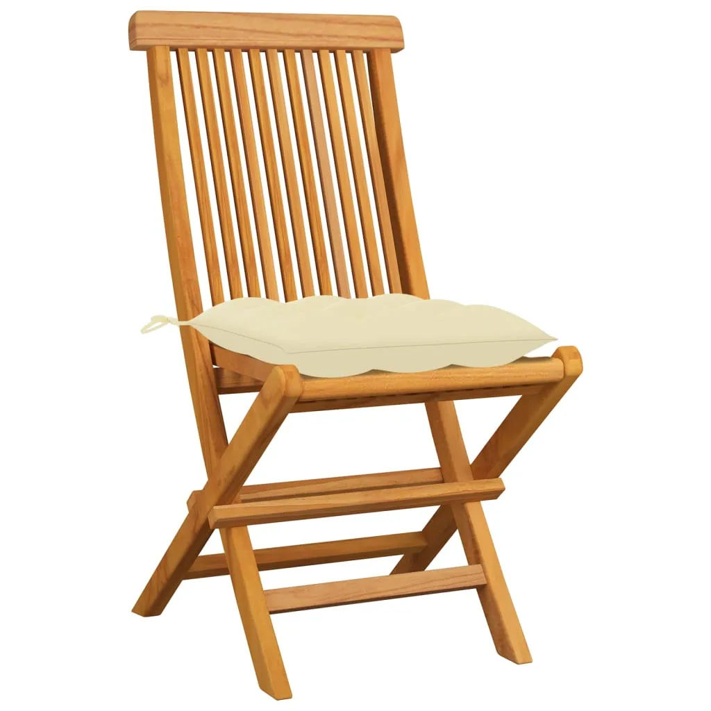 Patio Chairs Outdoor Bistro Folding Chair with Cushions Solid Wood Teak