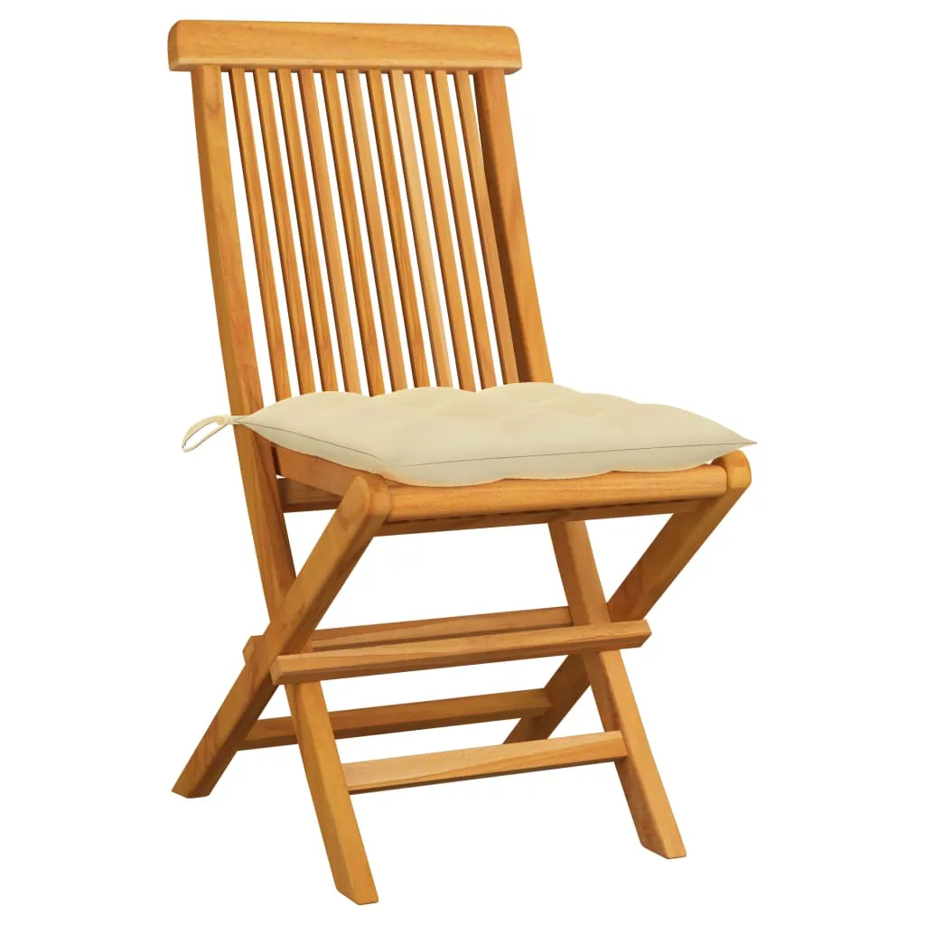 Patio Chairs Outdoor Bistro Folding Chair with Cushions Solid Wood Teak