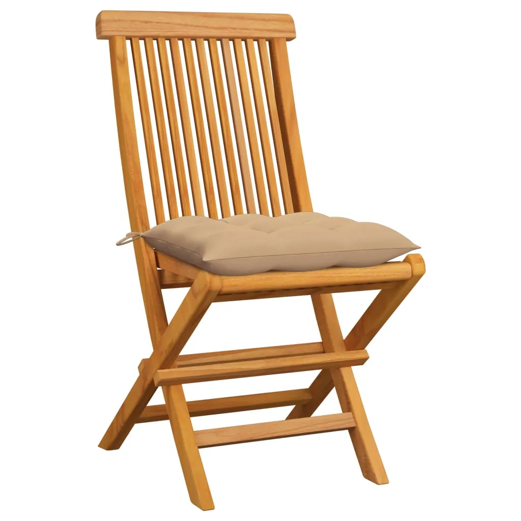 Patio Chairs Outdoor Bistro Folding Chair with Cushions Solid Wood Teak