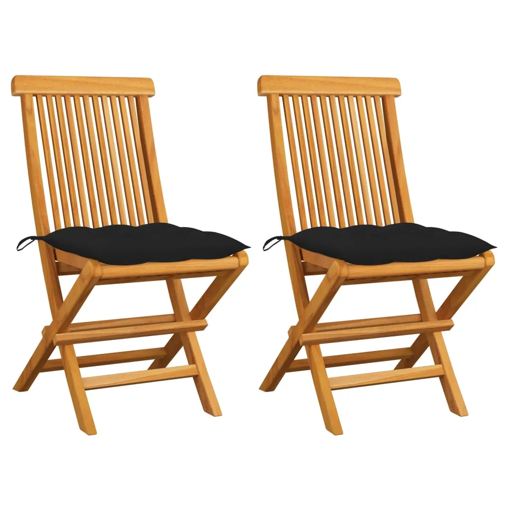 Patio Chairs Outdoor Bistro Folding Chair with Cushions Solid Wood Teak