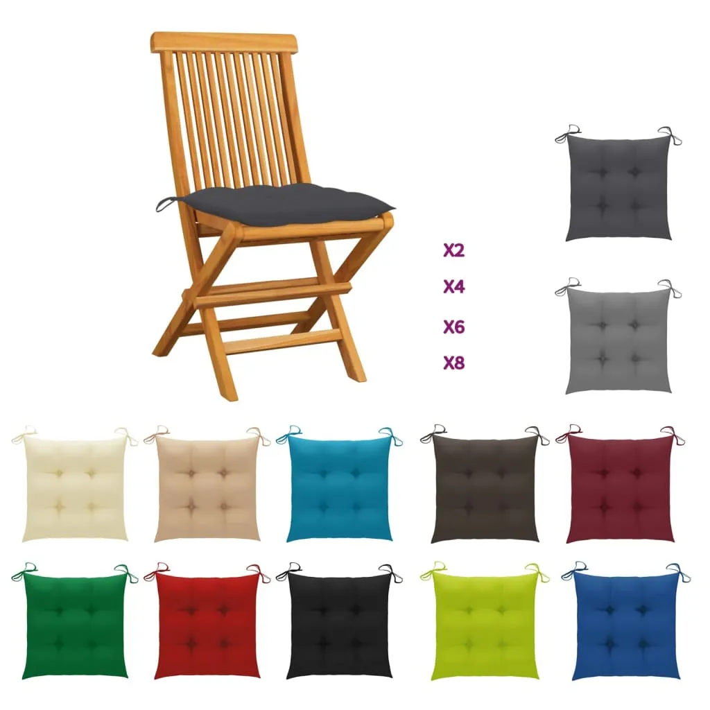 Patio Chairs Outdoor Bistro Folding Chair with Cushions Solid Wood Teak