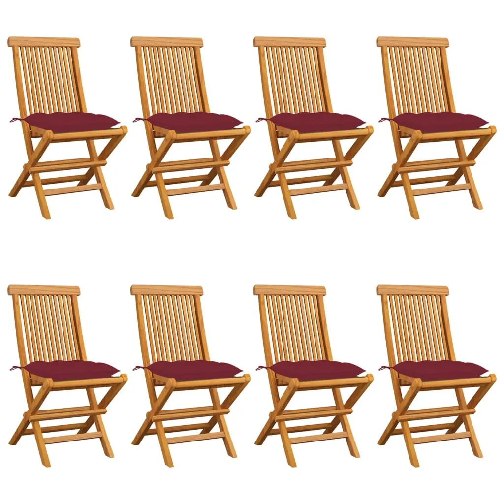 Patio Chairs Outdoor Bistro Folding Chair with Cushions Solid Wood Teak