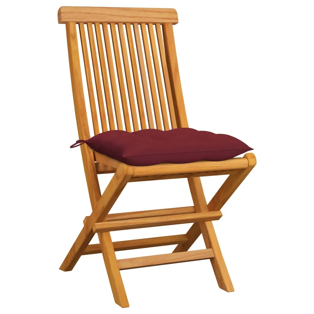 Patio Chairs Outdoor Bistro Folding Chair with Cushions Solid Wood Teak