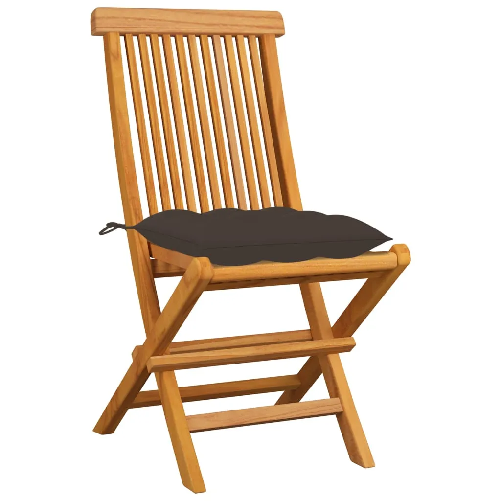 Patio Chairs Outdoor Bistro Folding Chair with Cushions Solid Wood Teak